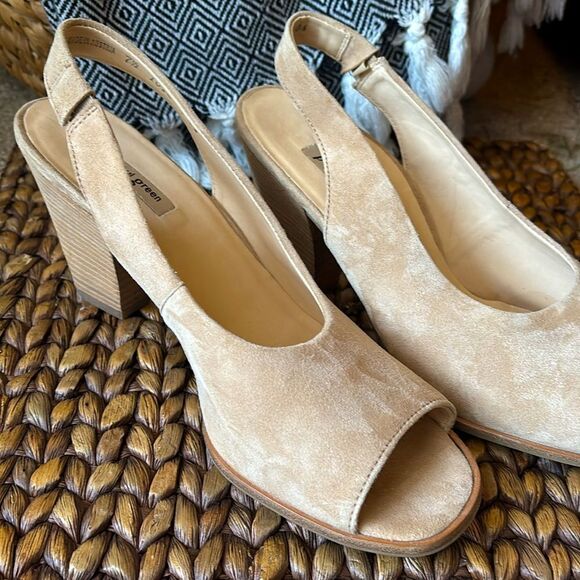 Paul Green Savannah Pump Tan Suede Peep Toe Block Heel Size 7,5 - Picture 11 of 15